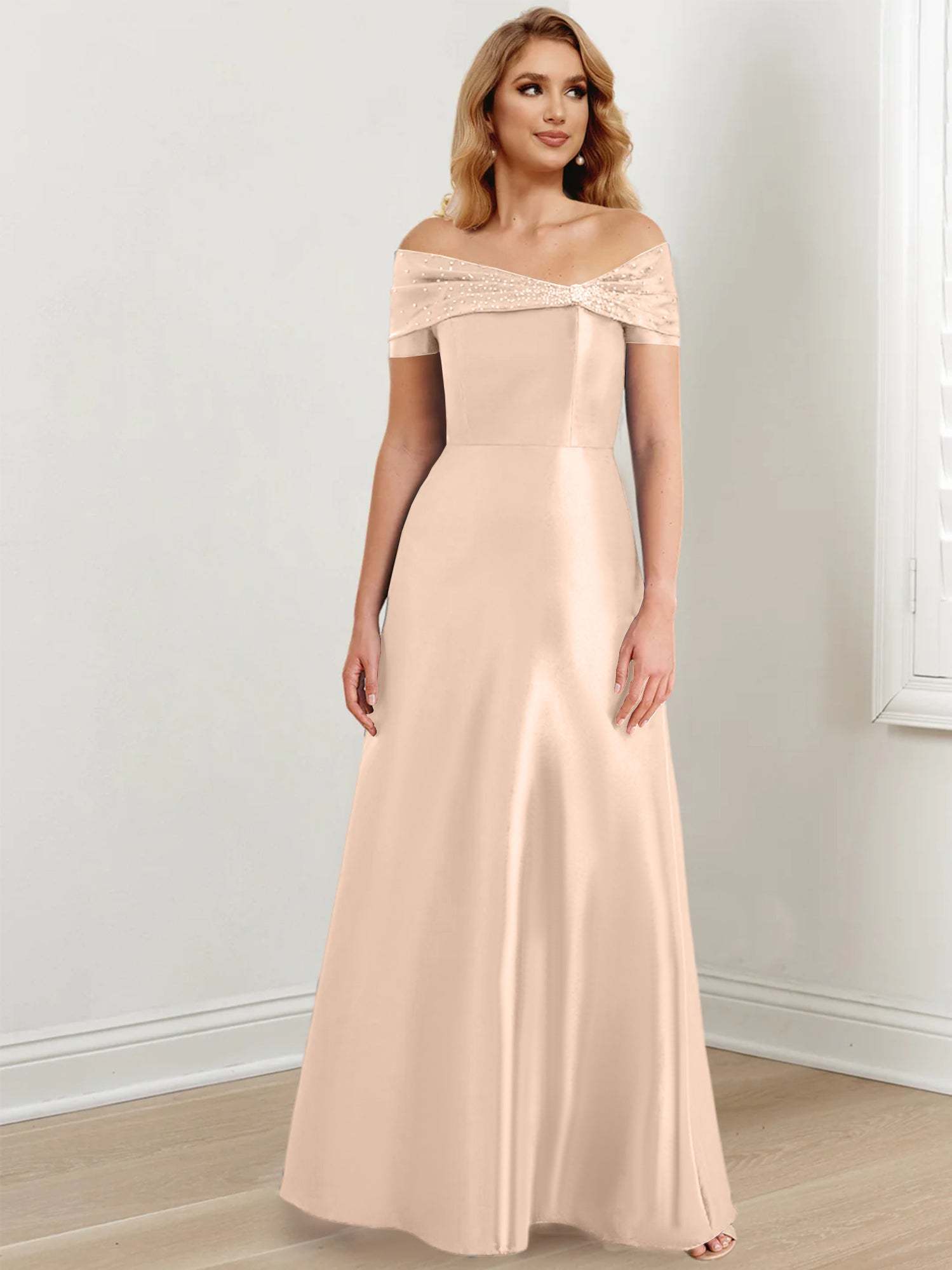 Floor-Length Off-the-Shoulder Mother of the Bride A-Line/Princess Dresses-BMbridal