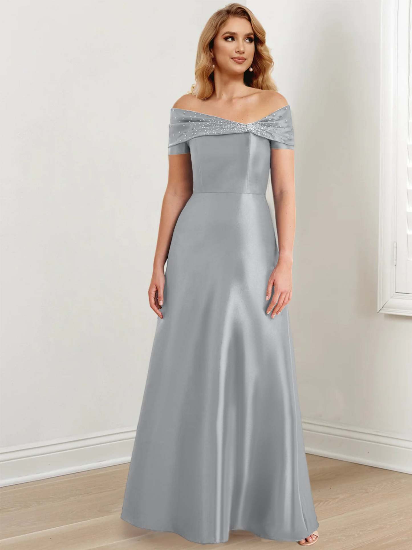 Floor-Length Off-the-Shoulder Mother of the Bride A-Line/Princess Dresses-BMbridal