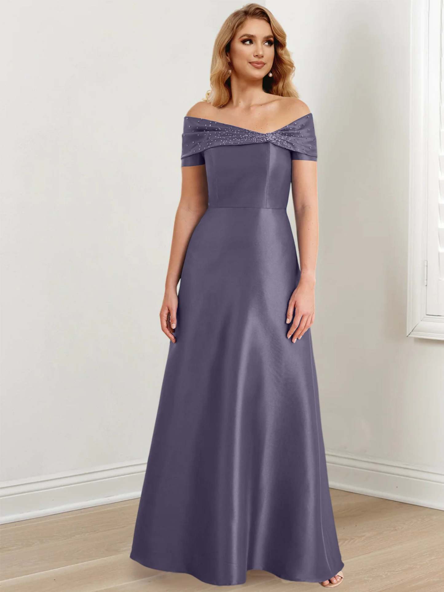 Floor-Length Off-the-Shoulder Mother of the Bride A-Line/Princess Dresses-BMbridal