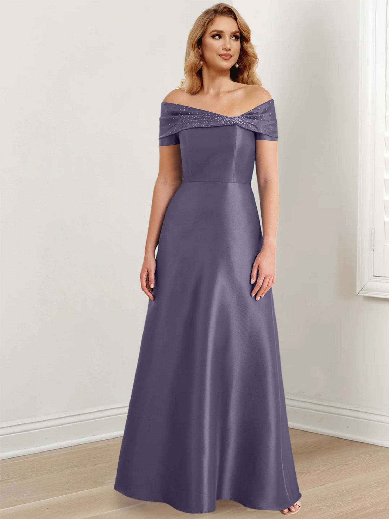 Floor-Length Off-the-Shoulder Mother of the Bride A-Line/Princess Dresses-BMbridal