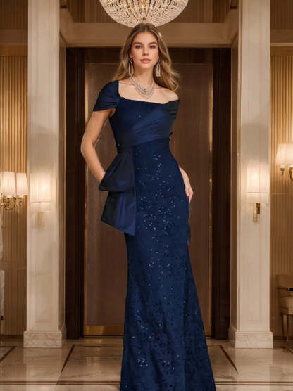 Off-the-Shoulder Lace Trumpet/Mermaid Mother of the Bride Dresses Featuring Applique & Beading-BMbridal