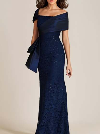 Off-the-Shoulder Lace Trumpet/Mermaid Mother of the Bride Dresses Featuring Applique & Beading-BMbridal