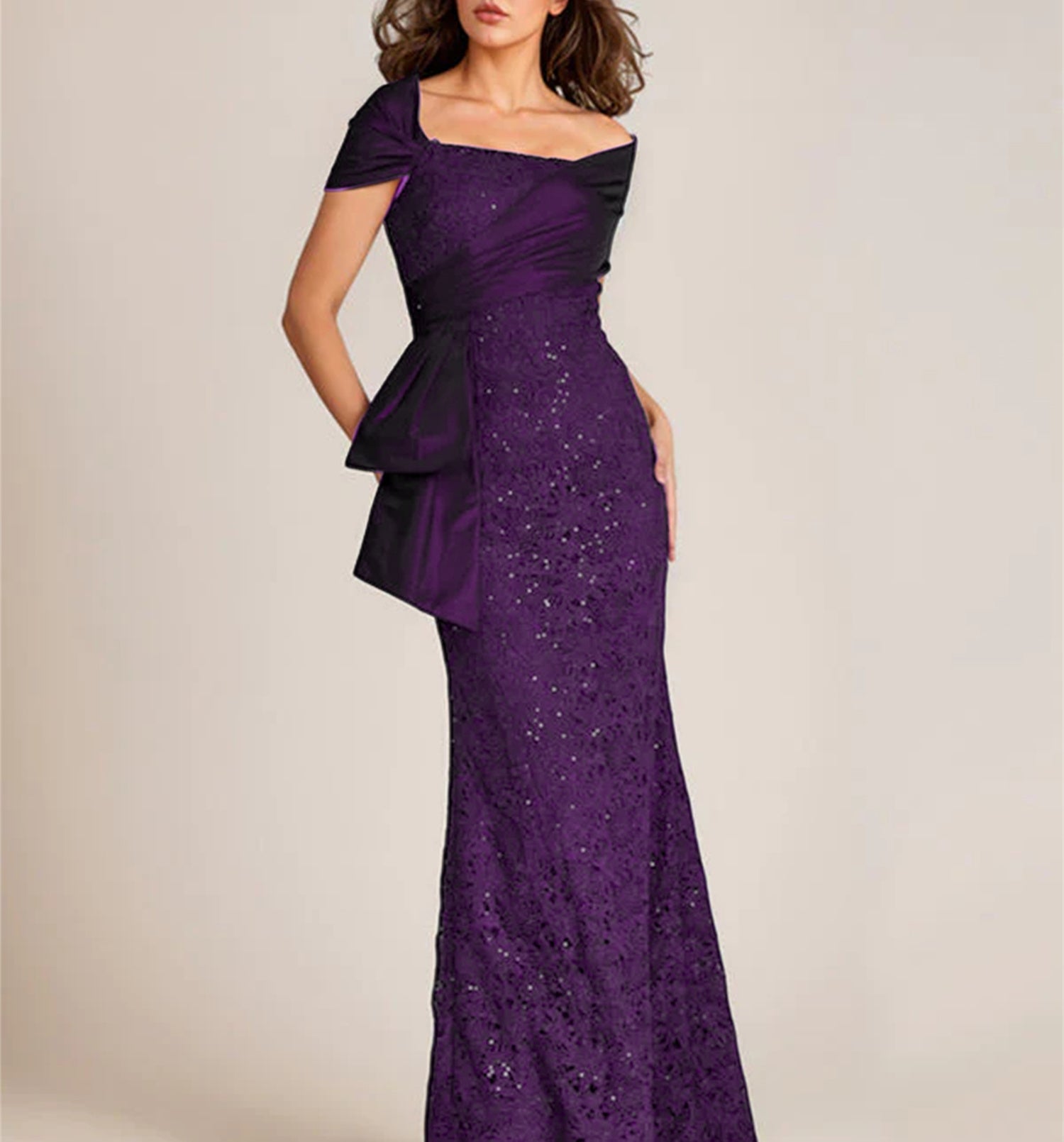 Off-the-Shoulder Lace Trumpet/Mermaid Mother of the Bride Dresses Featuring Applique & Beading-BMbridal