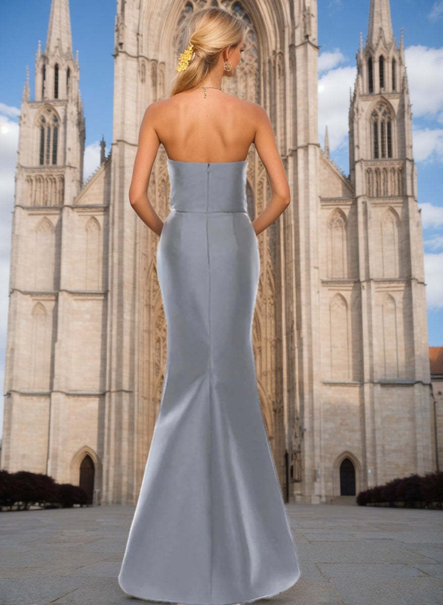 Strapless Sleeveless Floor-Length Mother of the Bride Trumpet/Mermaid Dress with Bowknot-BMbridal