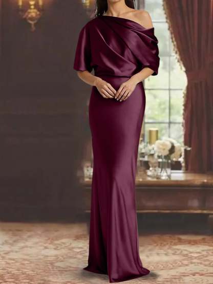 One-Shoulder Column Gown for the Mother of the Bride-BMbridal