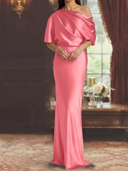 One-Shoulder Column Gown for the Mother of the Bride-BMbridal