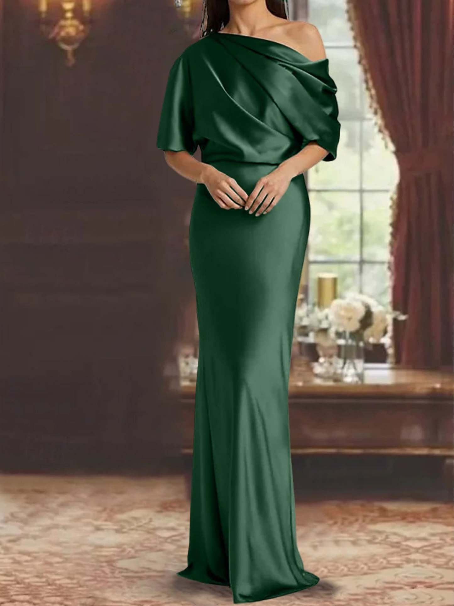 One-Shoulder Column Gown for the Mother of the Bride-BMbridal
