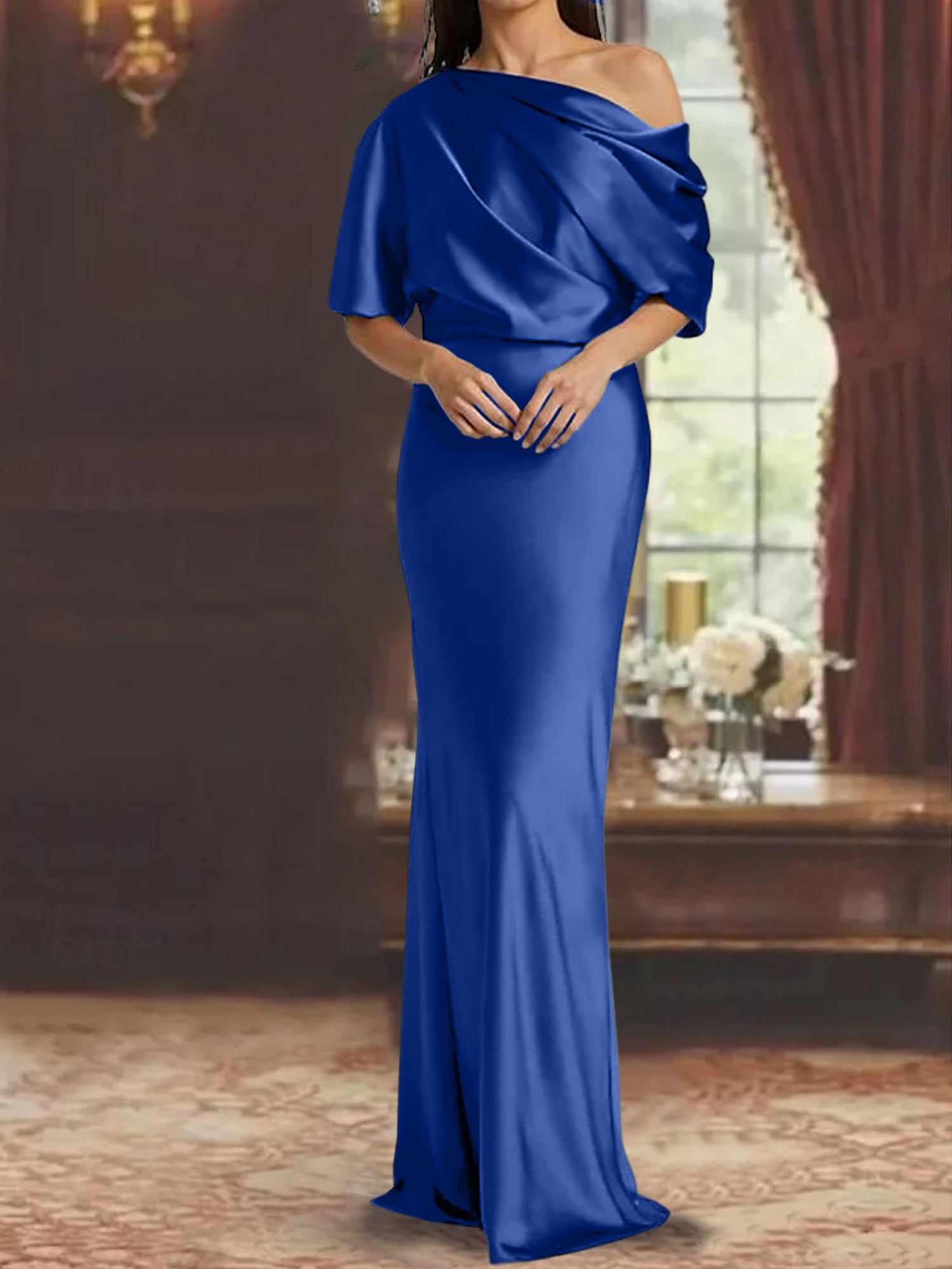 One-Shoulder Column Gown for the Mother of the Bride-BMbridal
