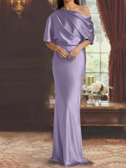 One-Shoulder Column Gown for the Mother of the Bride-BMbridal