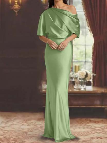One-Shoulder Column Gown for the Mother of the Bride-BMbridal