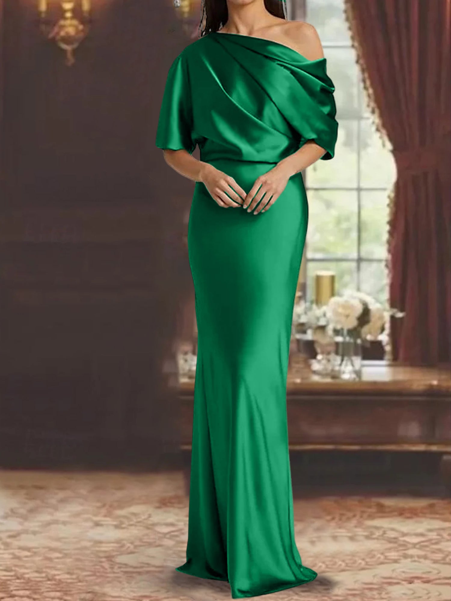 One-Shoulder Column Gown for the Mother of the Bride-BMbridal