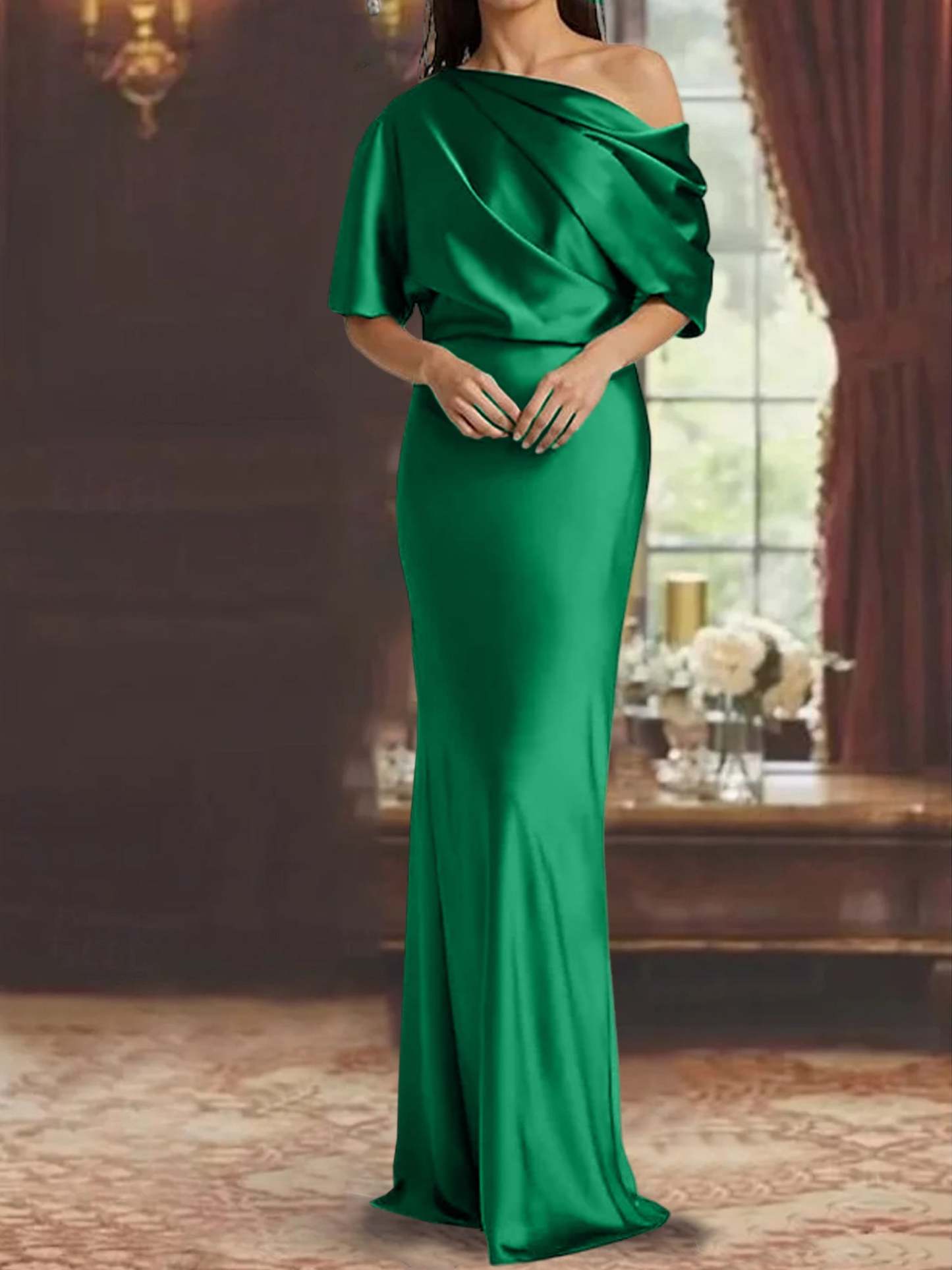 One-Shoulder Column Gown for the Mother of the Bride-BMbridal