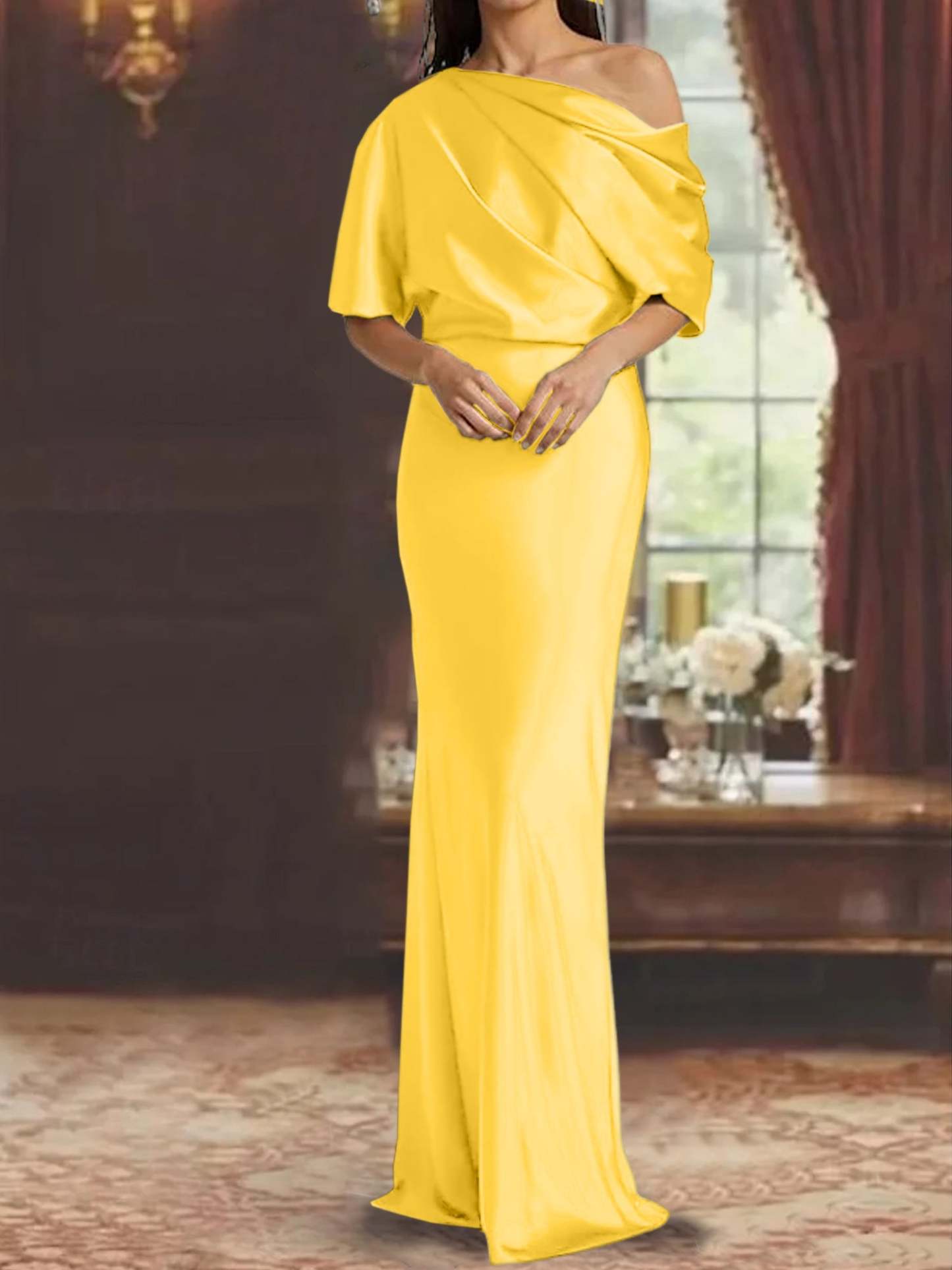 One-Shoulder Column Gown for the Mother of the Bride-BMbridal