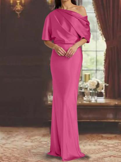 One-Shoulder Column Gown for the Mother of the Bride-BMbridal