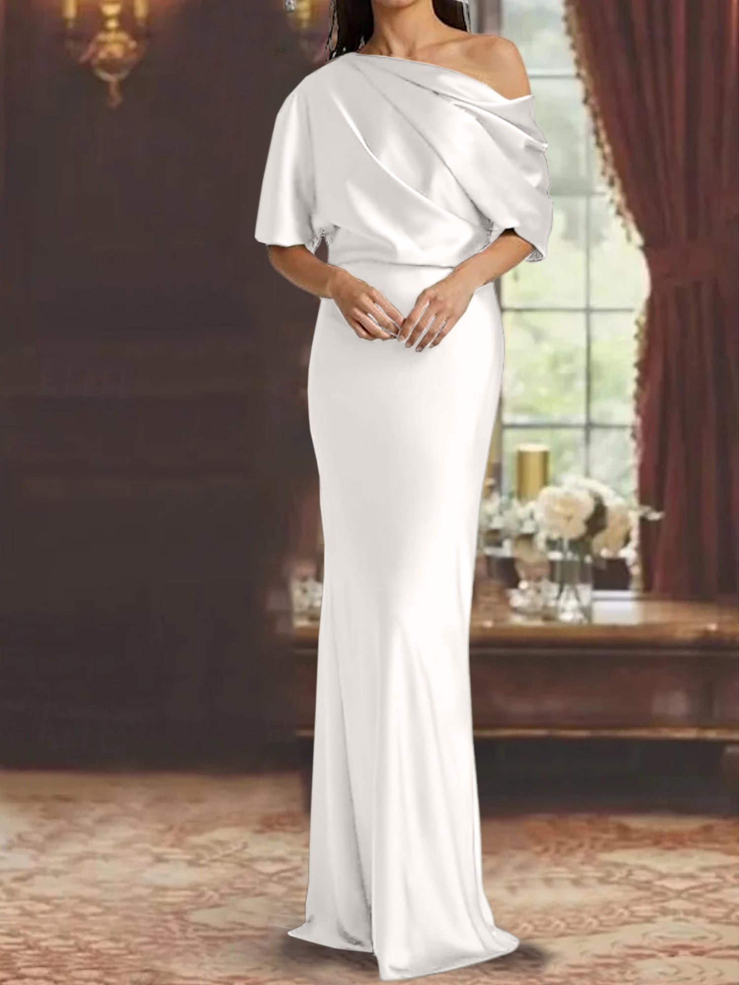 One-Shoulder Column Gown for the Mother of the Bride-BMbridal