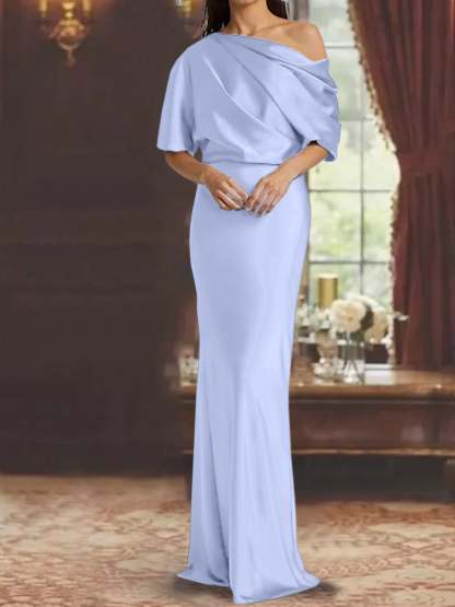 One-Shoulder Column Gown for the Mother of the Bride-BMbridal