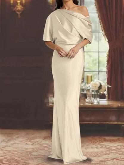 One-Shoulder Column Gown for the Mother of the Bride-BMbridal