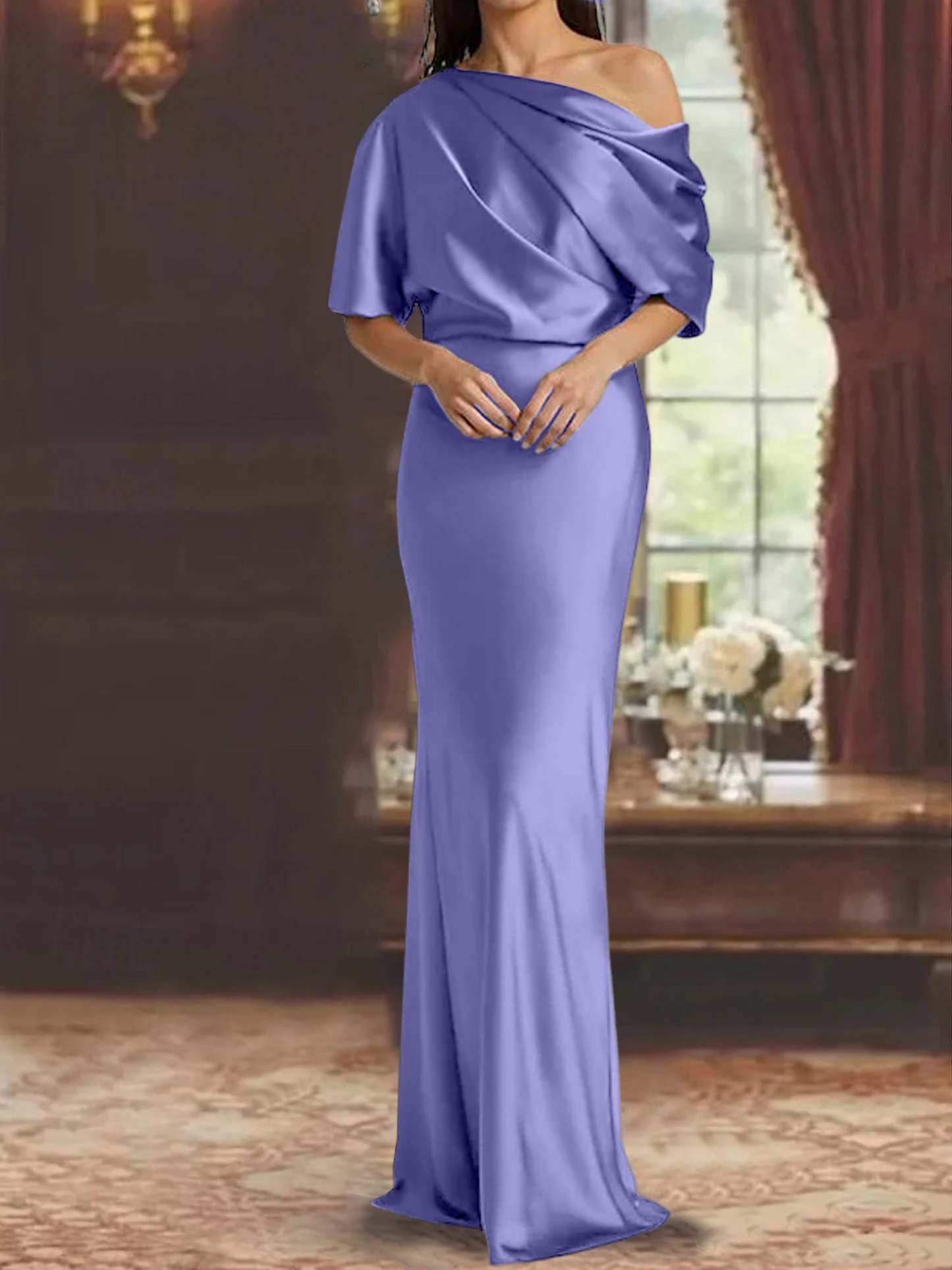 One-Shoulder Column Gown for the Mother of the Bride-BMbridal