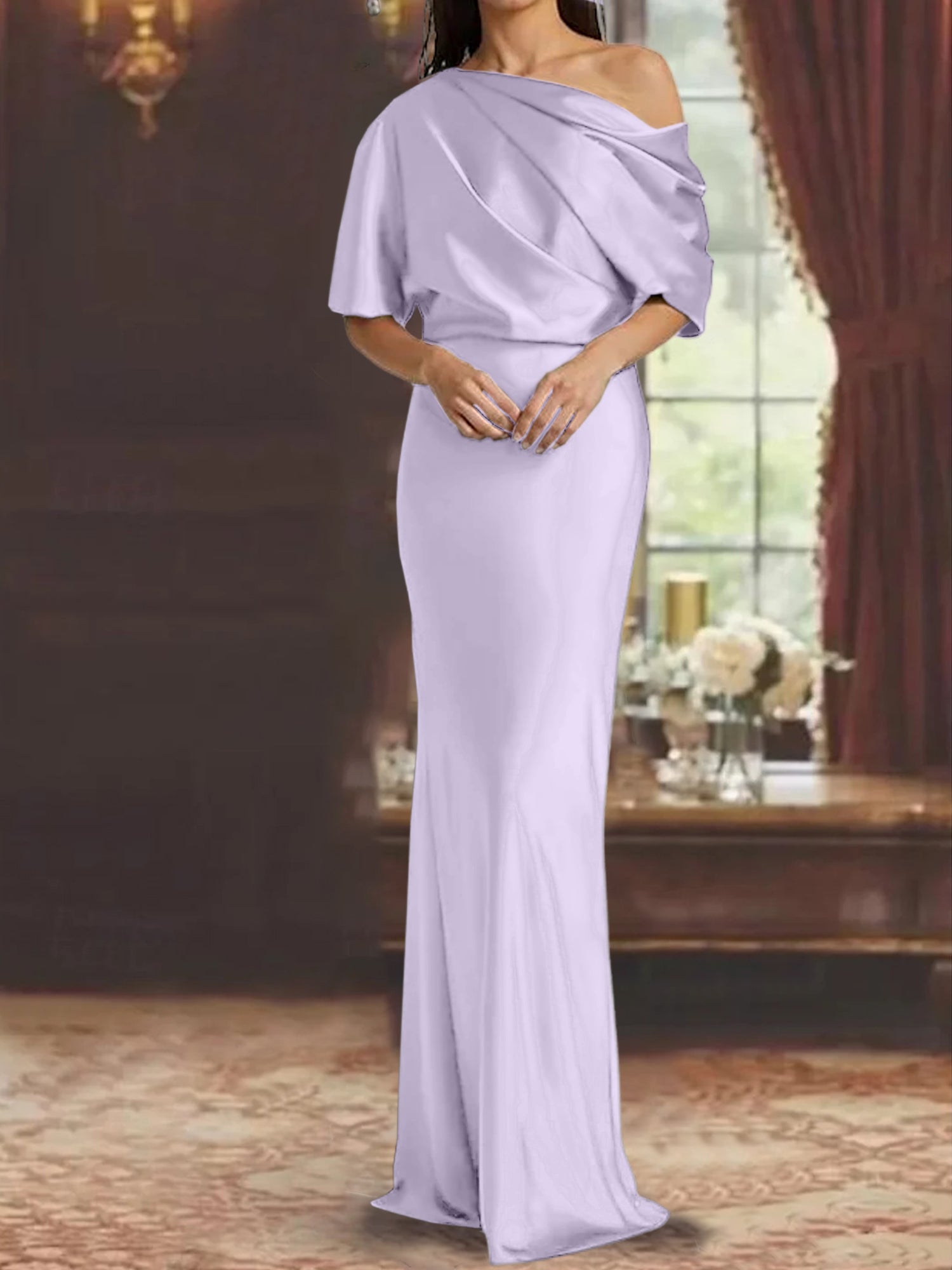 One-Shoulder Column Gown for the Mother of the Bride-BMbridal