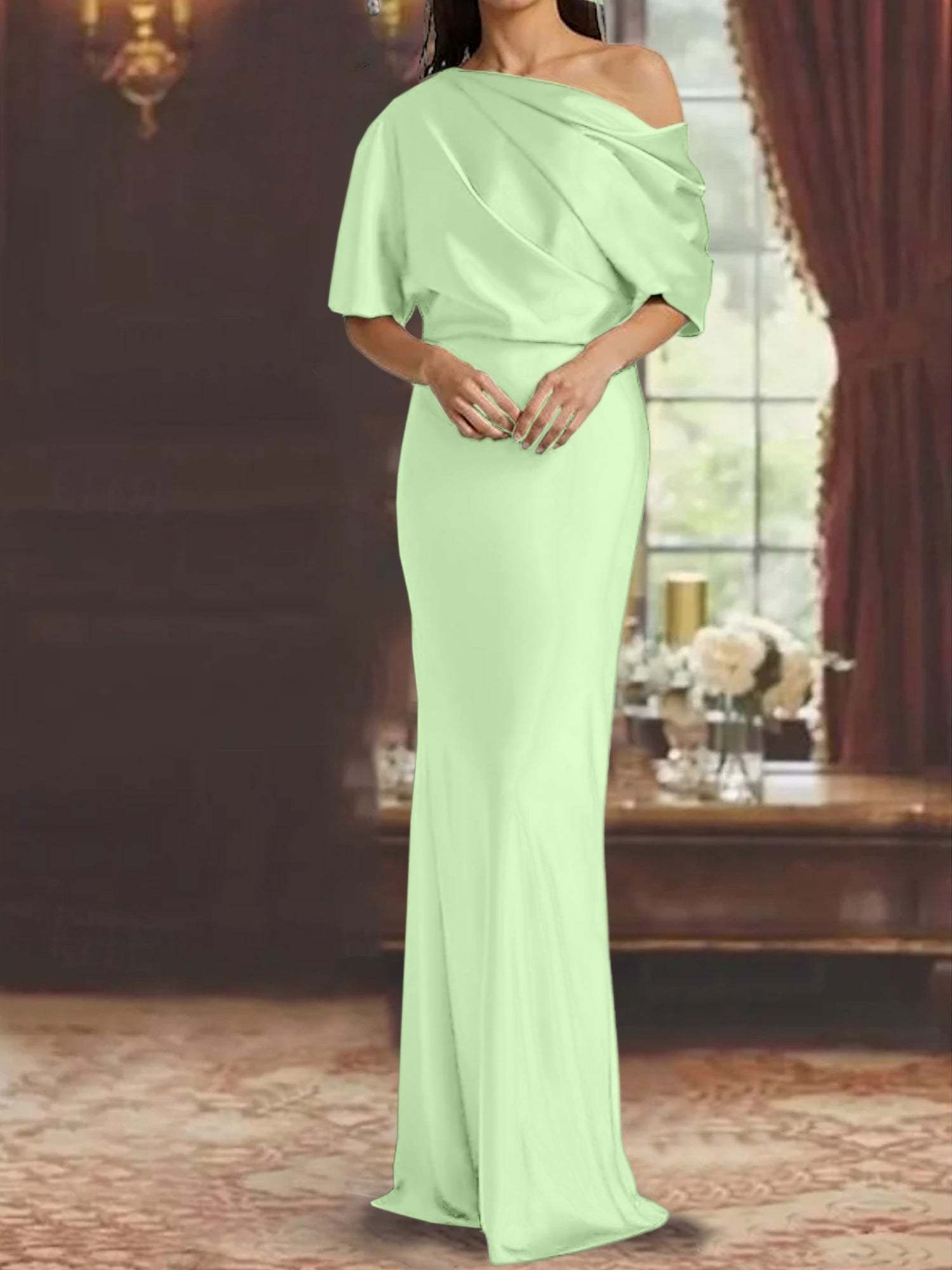 One-Shoulder Column Gown for the Mother of the Bride-BMbridal