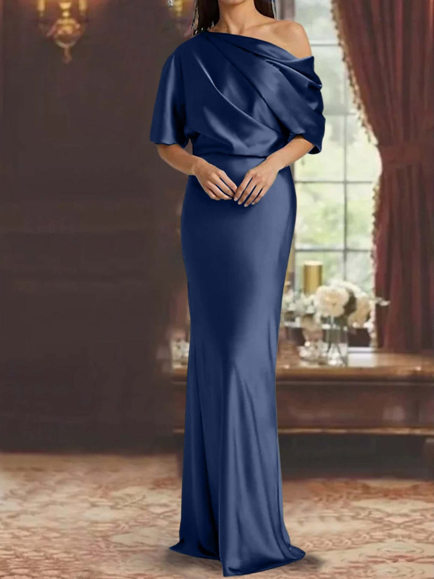 One-Shoulder Column Gown for the Mother of the Bride-BMbridal