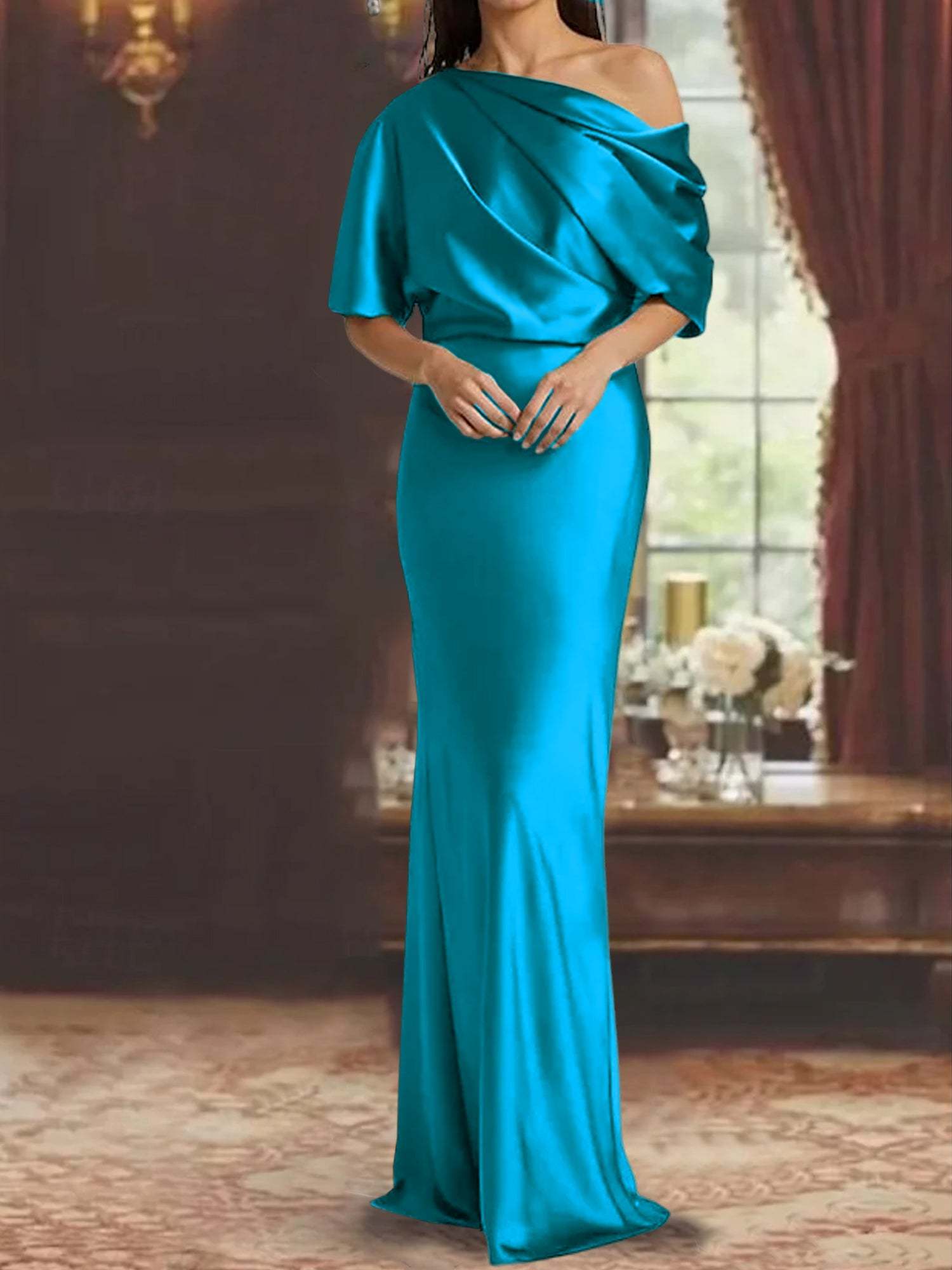One-Shoulder Column Gown for the Mother of the Bride-BMbridal