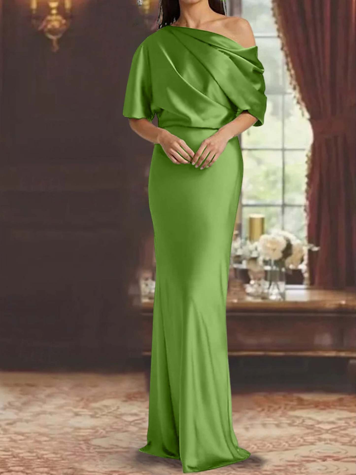 One-Shoulder Column Gown for the Mother of the Bride-BMbridal