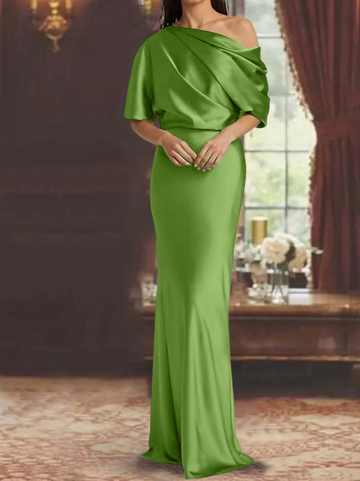 One-Shoulder Column Gown for the Mother of the Bride-BMbridal