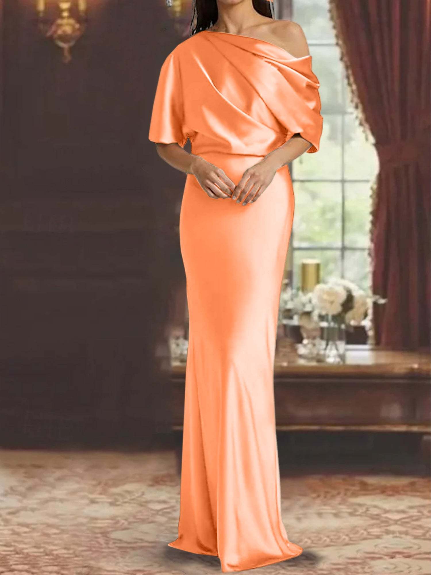 One-Shoulder Column Gown for the Mother of the Bride-BMbridal