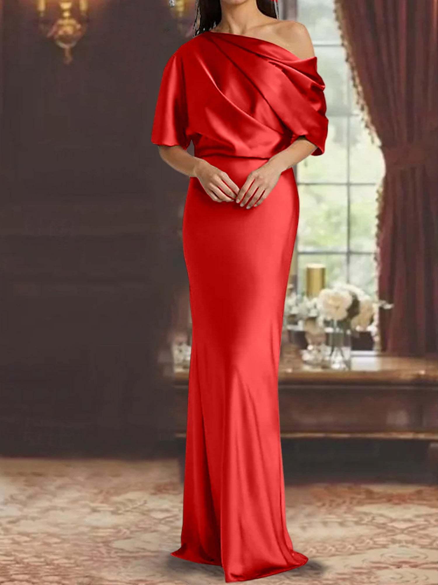 One-Shoulder Column Gown for the Mother of the Bride-BMbridal