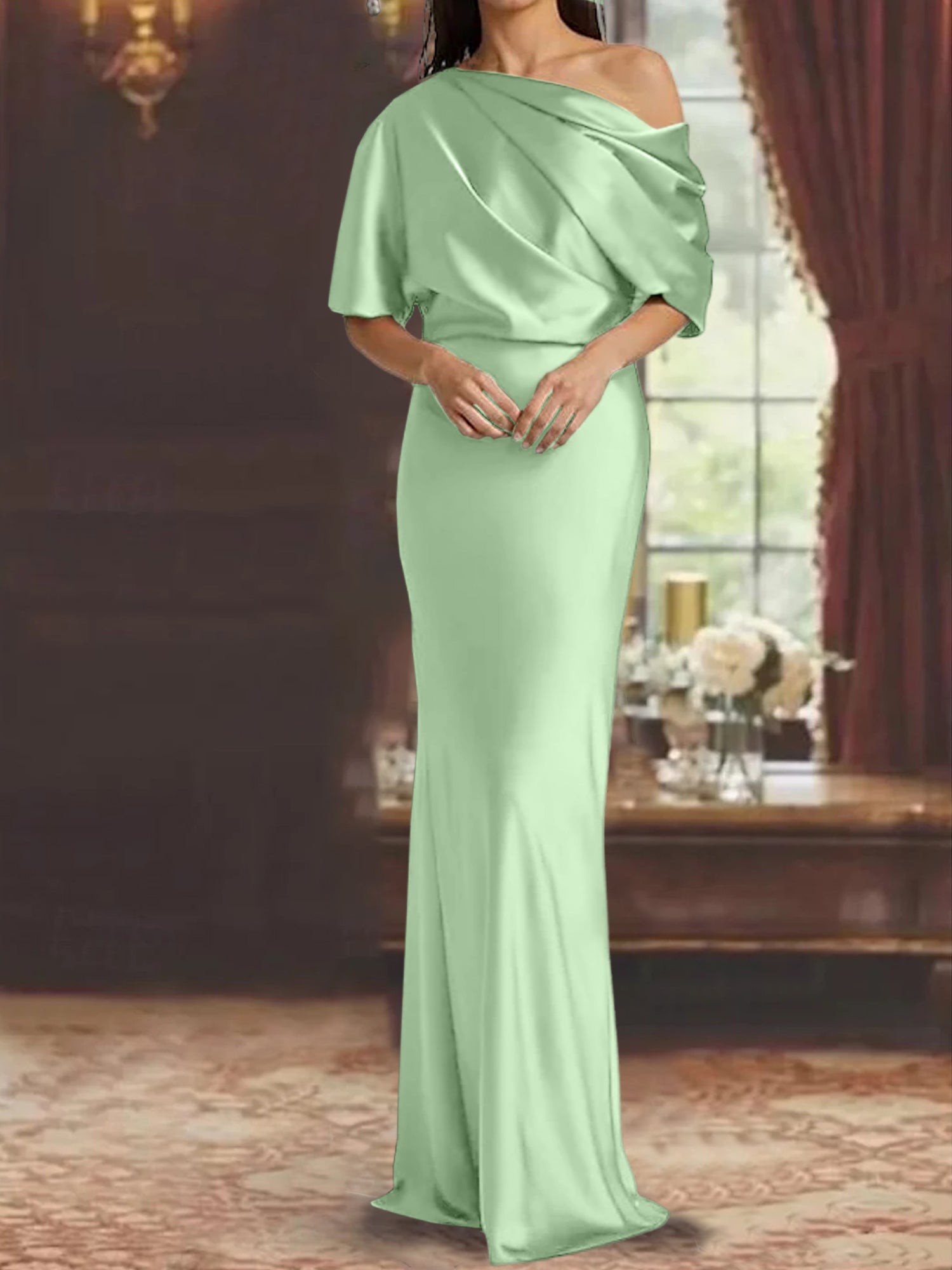 One-Shoulder Column Gown for the Mother of the Bride-BMbridal