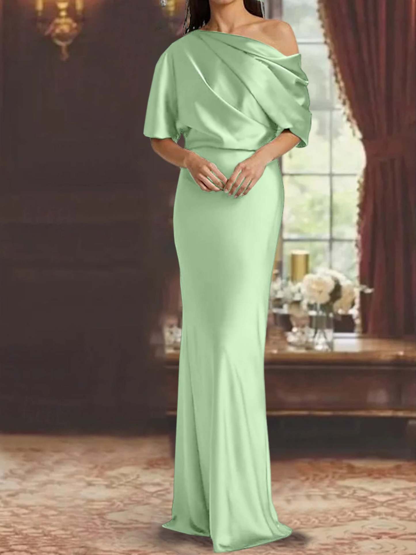 One-Shoulder Column Gown for the Mother of the Bride-BMbridal