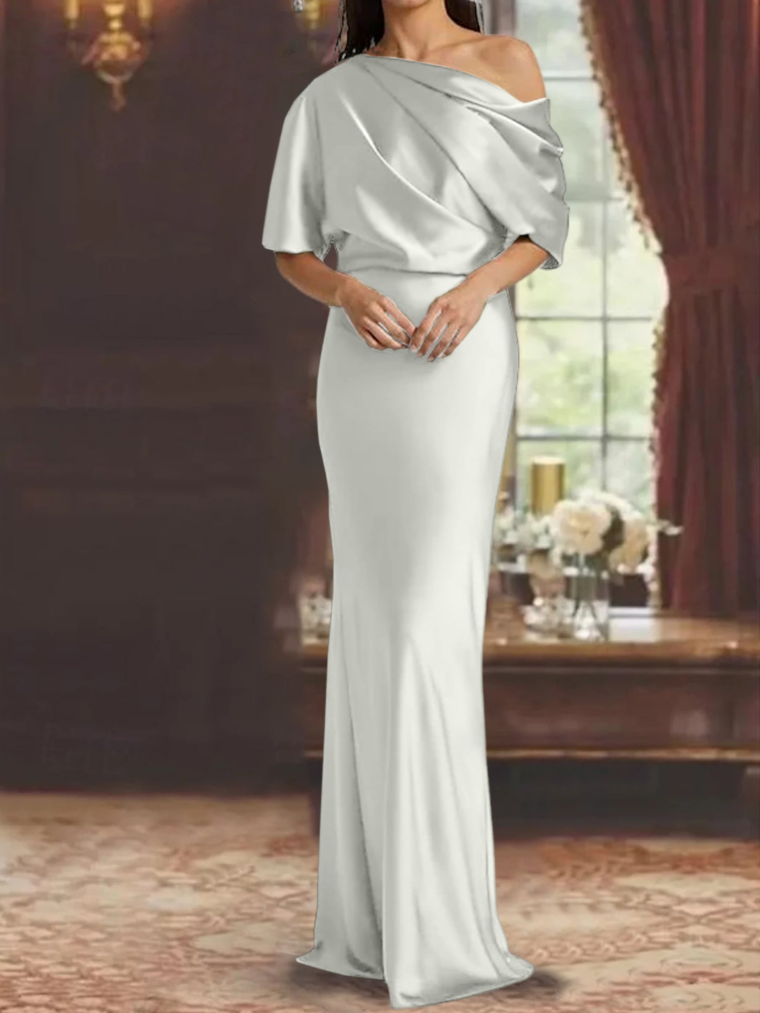 One-Shoulder Column Gown for the Mother of the Bride-BMbridal