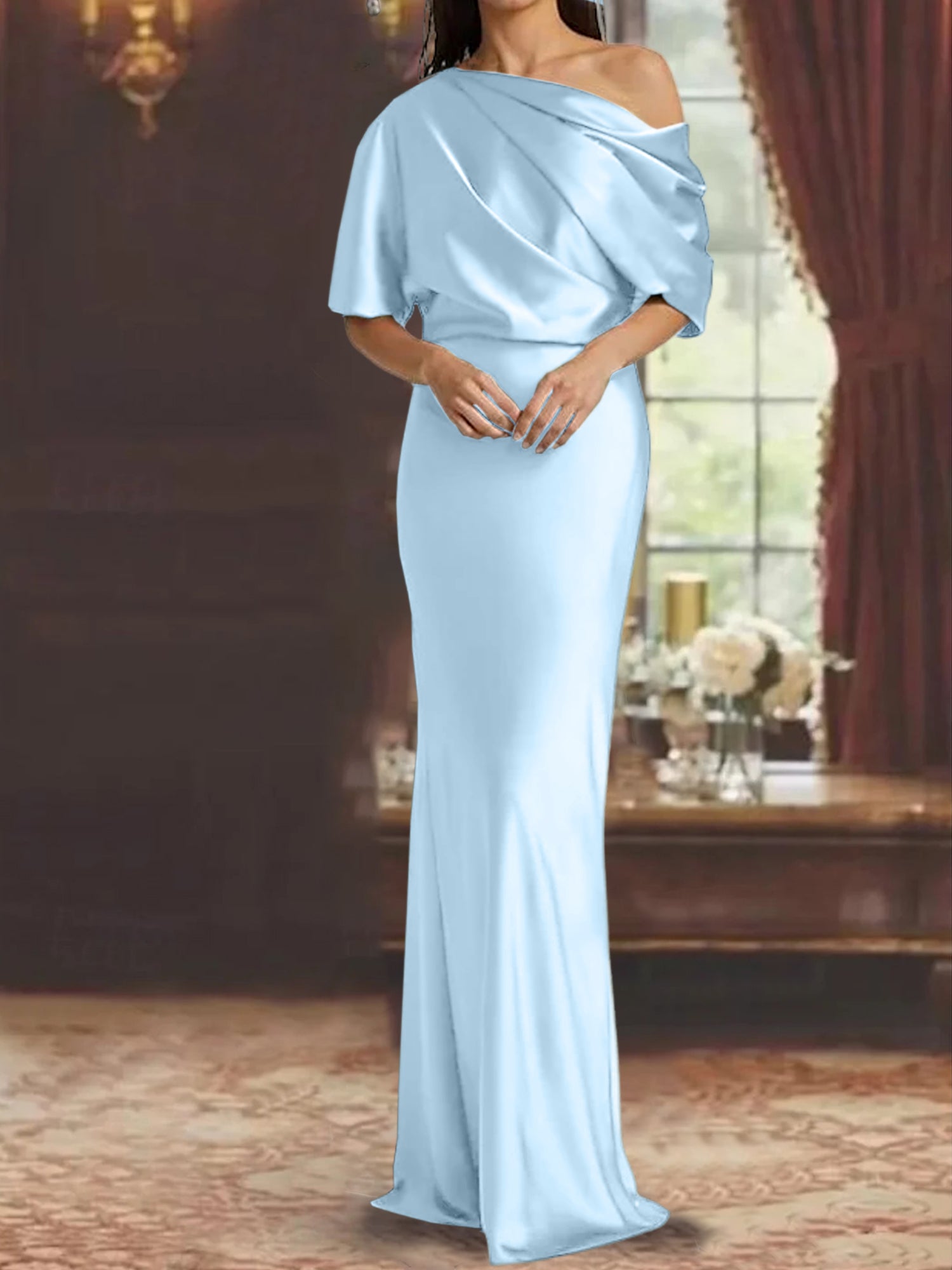 One-Shoulder Column Gown for the Mother of the Bride-BMbridal