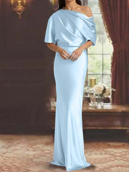 One-Shoulder Column Gown for the Mother of the Bride-BMbridal