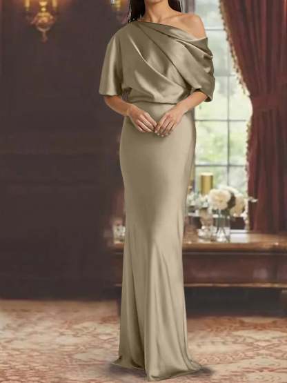 One-Shoulder Column Gown for the Mother of the Bride-BMbridal