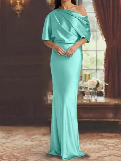 One-Shoulder Column Gown for the Mother of the Bride-BMbridal