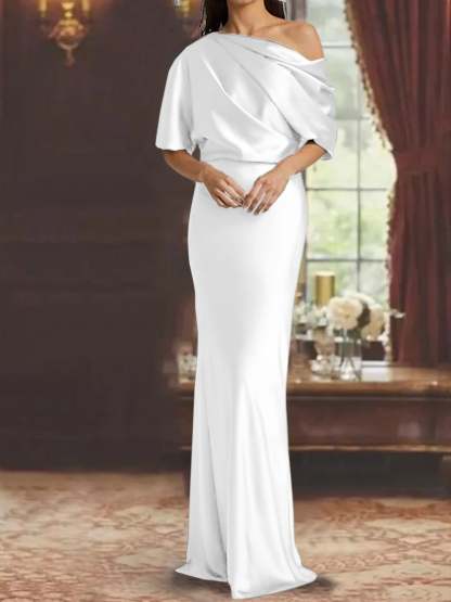 One-Shoulder Column Gown for the Mother of the Bride-BMbridal