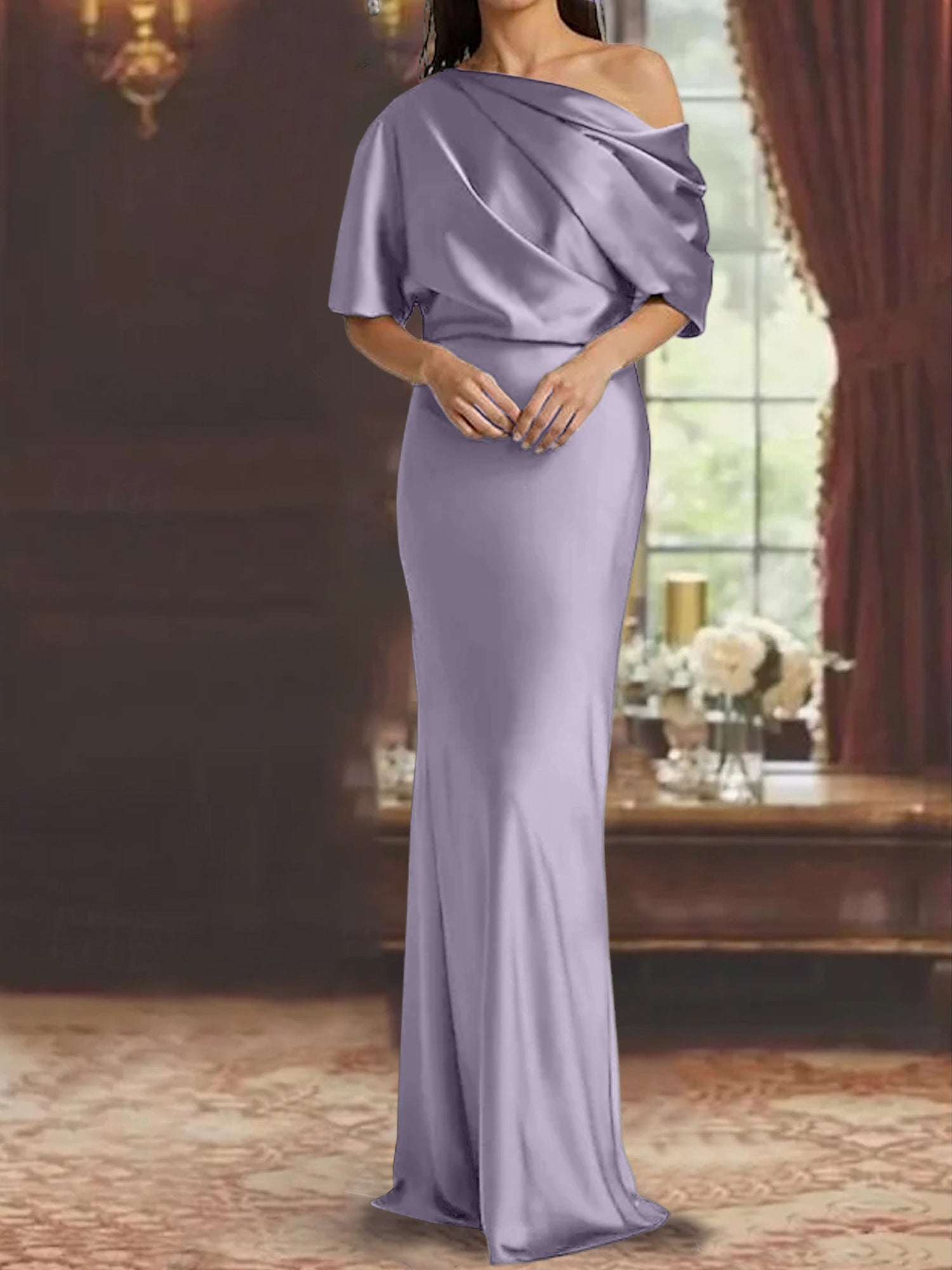 One-Shoulder Column Gown for the Mother of the Bride-BMbridal