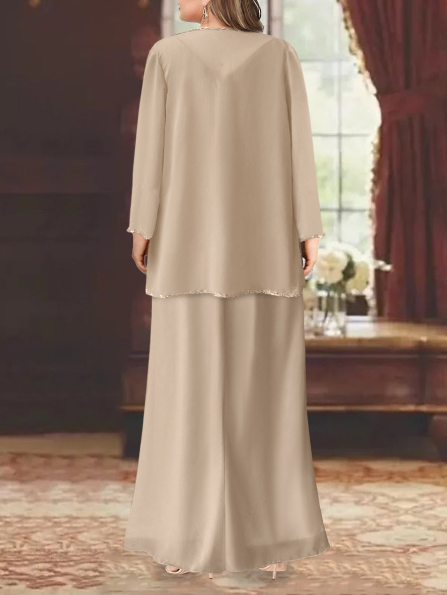 Plus Size V-Neck Ankle-Length Sheath/Column Mother of the Bride Dresses with Sequins & Jacket-BMbridal