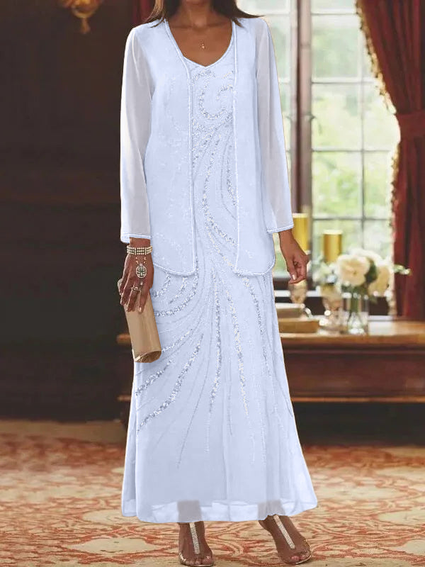 Jacketed Mother of the Bride & Groom Sheath/Column Dresses with Sequins-BMbridal