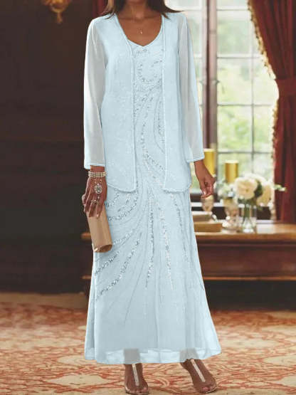 Jacketed Mother of the Bride & Groom Sheath/Column Dresses with Sequins-BMbridal