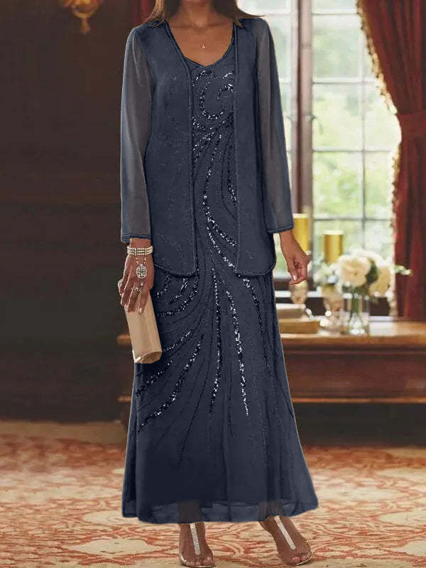 Jacketed Mother of the Bride & Groom Sheath/Column Dresses with Sequins-BMbridal