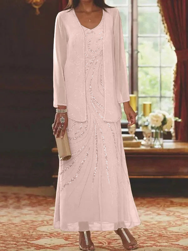 Jacketed Mother of the Bride & Groom Sheath/Column Dresses with Sequins-BMbridal