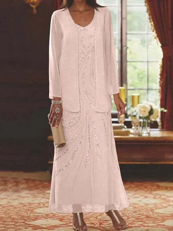 Jacketed Mother of the Bride & Groom Sheath/Column Dresses with Sequins-BMbridal