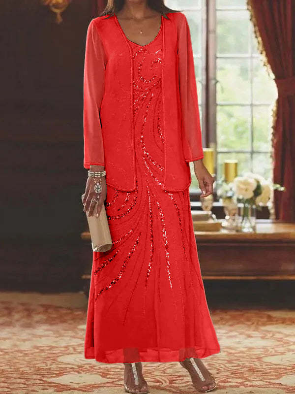 Jacketed Mother of the Bride & Groom Sheath/Column Dresses with Sequins-BMbridal