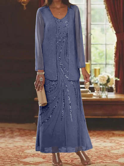 Jacketed Mother of the Bride & Groom Sheath/Column Dresses with Sequins-BMbridal