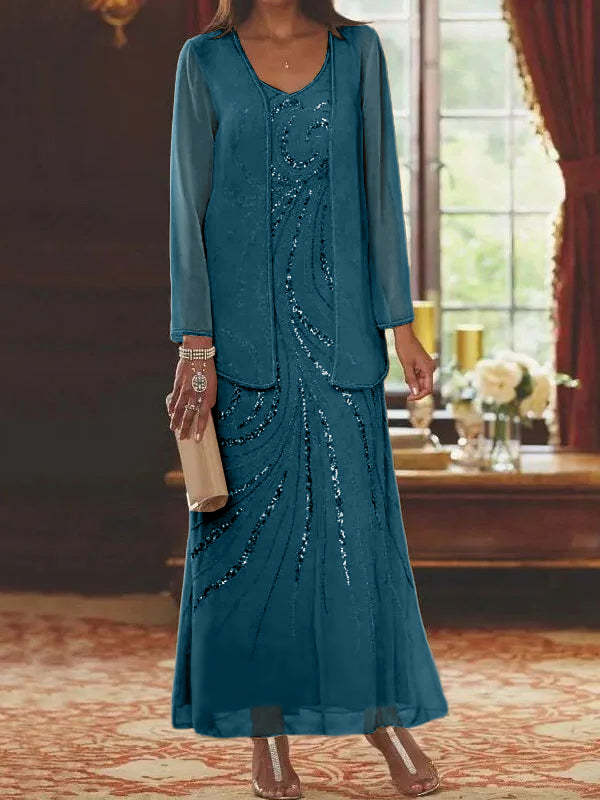 Jacketed Mother of the Bride & Groom Sheath/Column Dresses with Sequins-BMbridal