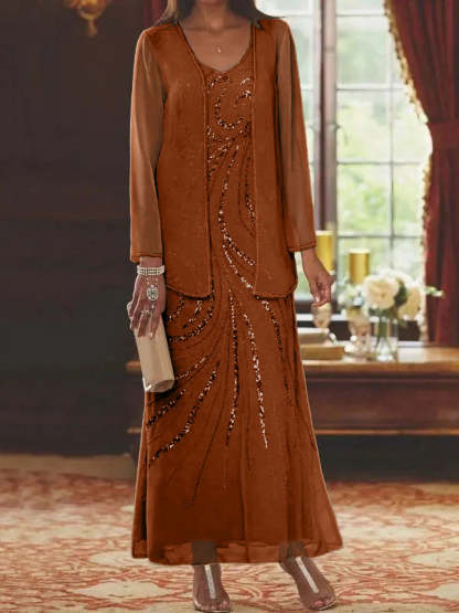 Jacketed Mother of the Bride & Groom Sheath/Column Dresses with Sequins-BMbridal