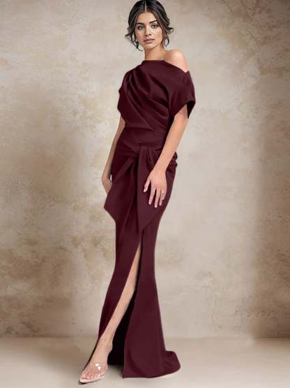 One-Shoulder Mermaid/Trumpet Mother of the Bride Dresses Featuring a Side Split